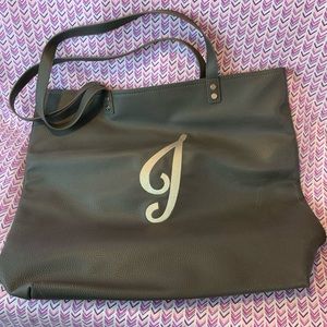 Thirty-One Grey Tote w/ “J”